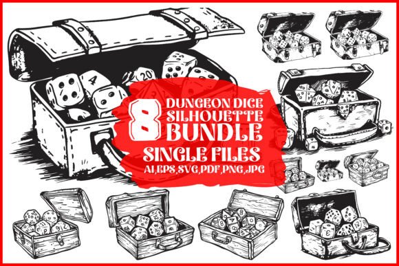20 Dungeon Dice Bag Silhouette Bundle – Graphics for Crafts and RPG Content