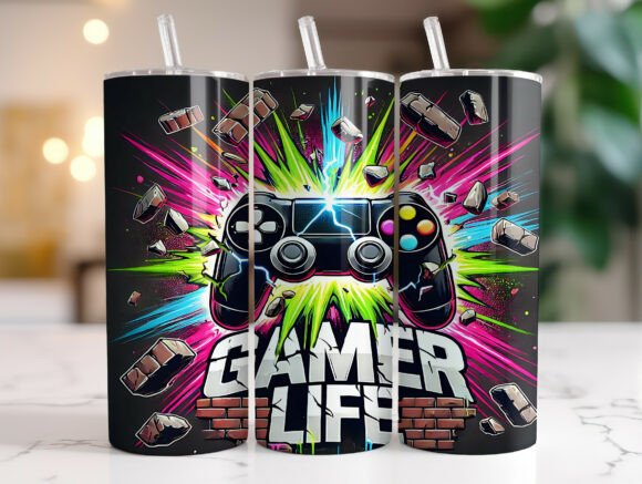 20oz Colorful Controller Gaming Tumbler Graphics for Tumbler Wraps