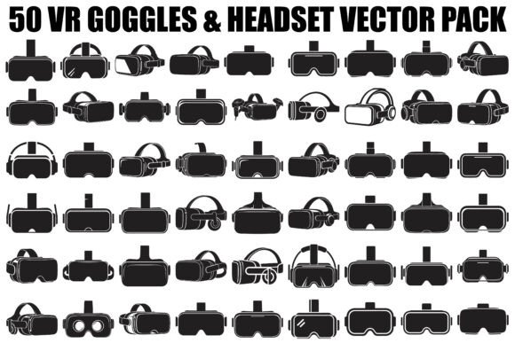 50 VR Goggles Headset Silhouette Graphics for Crafts