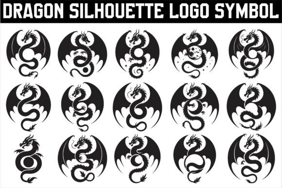 A Bold Dragon Silhouette Logo for Graphics and Crafts