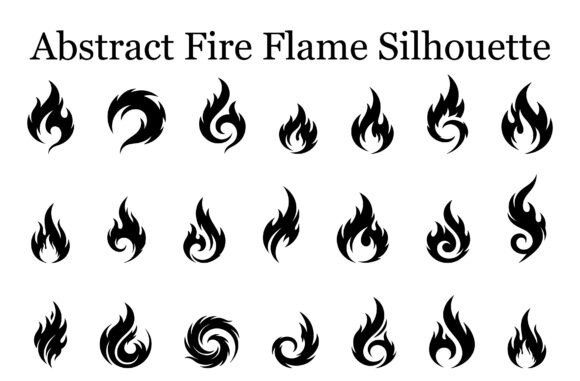 Abstract Fire Flame Silhouette Graphics for Crafts and Creative Projects