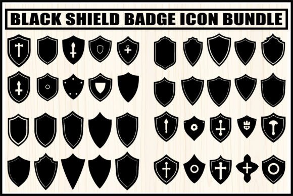 Black Shield Silhouette Vector Bundle for Graphics and Crafts