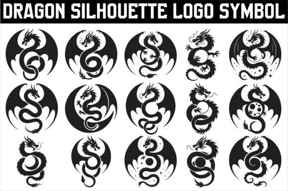 Bold Dragon Silhouette Logo for Graphics and Crafts