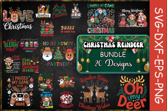 Christmas Reindeer SVG Bundle for Crafts and Graphics