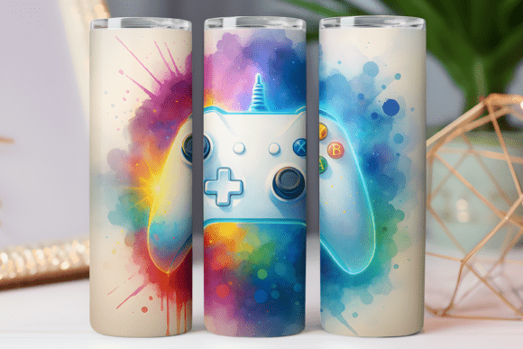 Colorful Gaming Tumbler Wrap 20oz Skinny Graphics for Tumbler Wraps