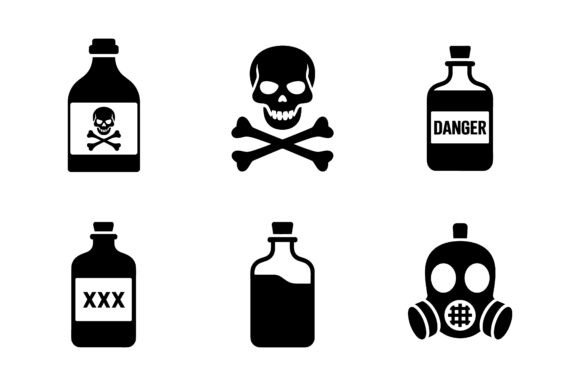 Danger Hazard Symbol Icon Set EPS for Crafts and Graphics