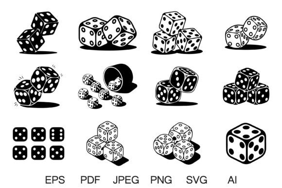Dice Clipart Vector Bundle for Graphics and Crafts
