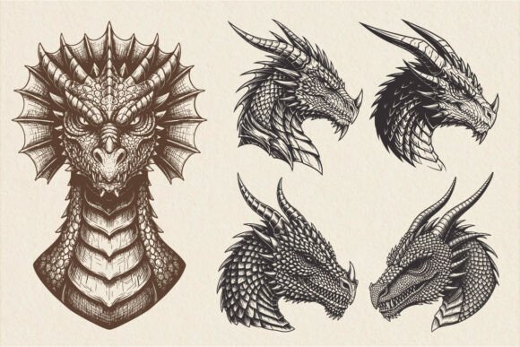 Engraved Dragon Head SVG for Crafts and Graphics