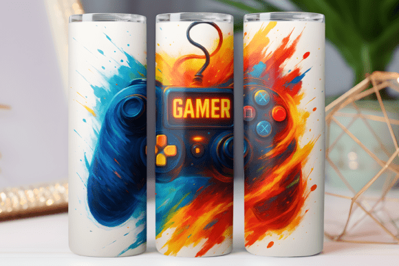 Gamer Gaming Tumbler Wrap 20oz Skinny Graphics for Sellers