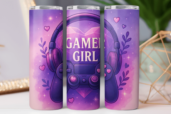 Gamer Girl Gaming Tumbler Wrap Skinny Graphics for Modern Blogs