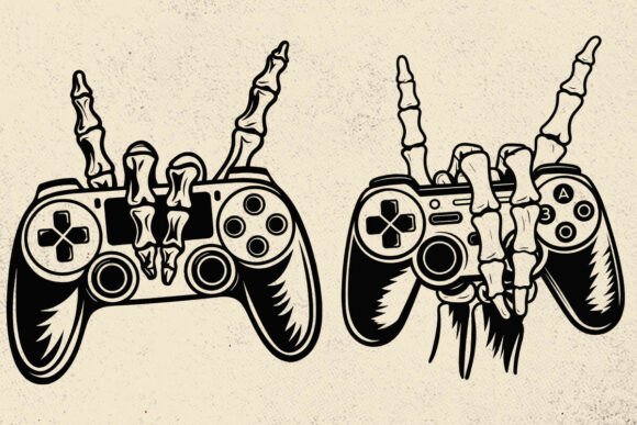 Gamer Skeleton Svg Graphics for Crafts & Publishing