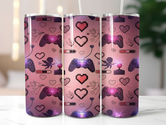 Gaming Valentine Heart 20oz Tumbler Wrap Graphics Review