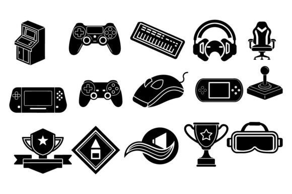 Gaming Vector Icon Set Esports, Consol Graphics & Illustrations