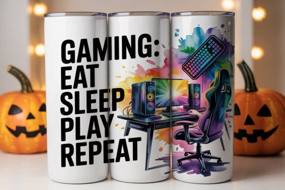 Gaming Watercolor 20oz Tumbler Wrap Graphics for Tumbler Wraps