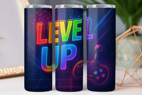 Level Up Gaming Tumbler Wrap 20oz Skinny Graphics and Tumbler Wraps