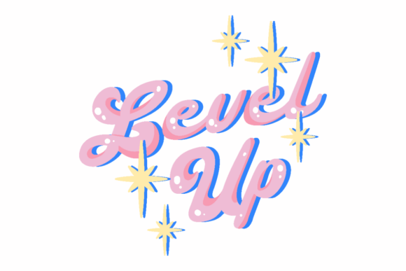 Level Up Now: A Vibrant Graphic Asset for Crafts and Creative Projects