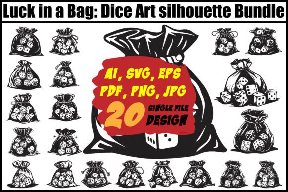 Luck in a Bag Dice Bag Silhouette Bundle for Crafts and Graphics