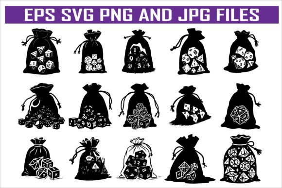 Polyhedral Dice Silhouette Vector Pack for Graphics and Crafts