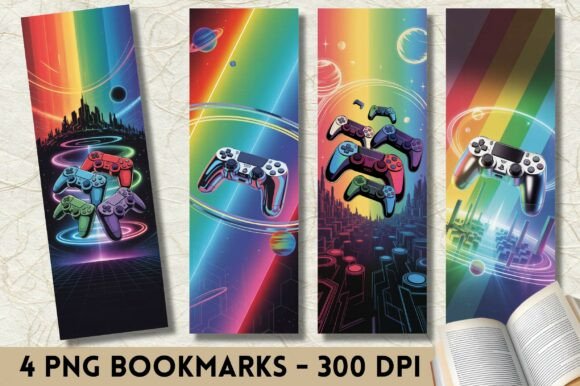 Rainbow Gaming Controllers Bookmark: Graphics & Print Templates Review