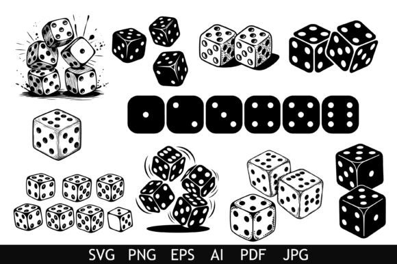 Rolling Dice Vector Art Collection: Graphics for Crafts