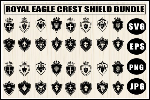 Royal Eagle Crest Shield Bundle: Premium Graphics for Crafts