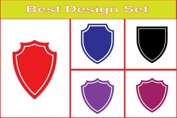 Shield Badge Emblem Vector Design Set for Graphics and Crafts