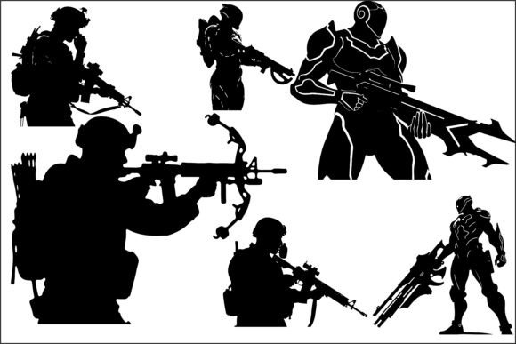 Tactical Soldier Sci-Fi Warrior 11 Graphics for Crafts and Marketing