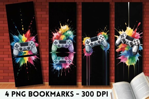 Vibrant Paint Gaming Controller Bookmark Graphics and Print Templates Review
